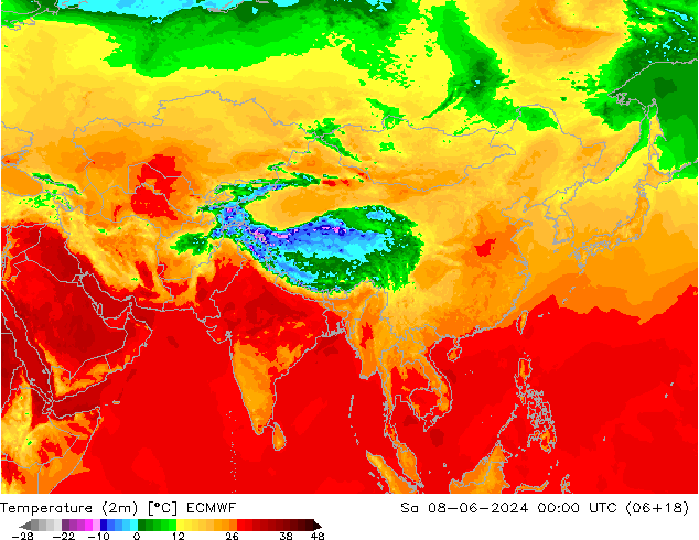 Sıcaklık Haritası (2m) ECMWF Cts 08.06.2024 00 UTC