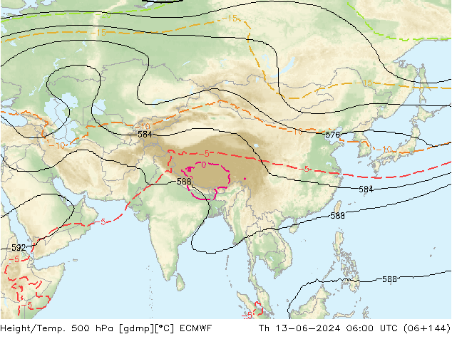 Yükseklik/Sıc. 500 hPa ECMWF Per 13.06.2024 06 UTC