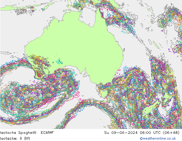 Isotachs Spaghetti ECMWF  09.06.2024 06 UTC