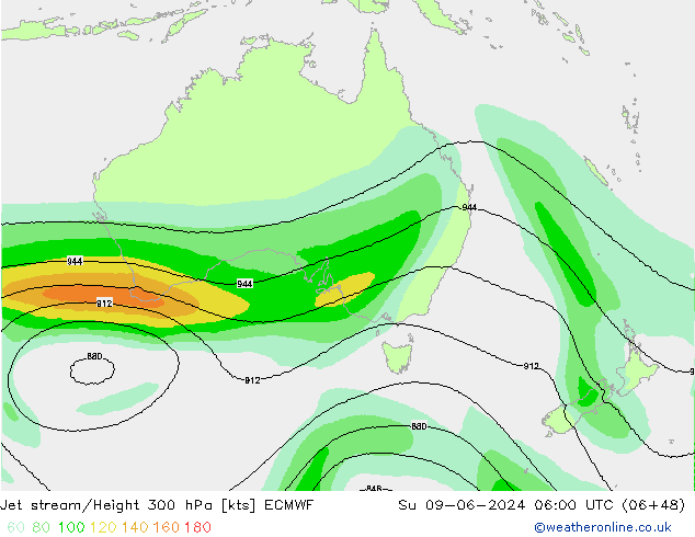 Jet stream/Height 300 hPa ECMWF Su 09.06.2024 06 UTC