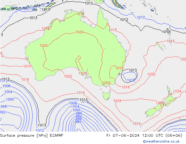 Atmosférický tlak ECMWF Pá 07.06.2024 12 UTC