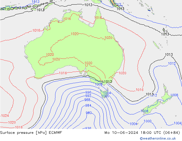 Pressione al suolo ECMWF lun 10.06.2024 18 UTC