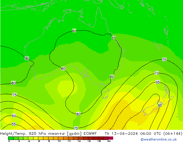 Height/Temp. 925 hPa ECMWF Qui 13.06.2024 06 UTC