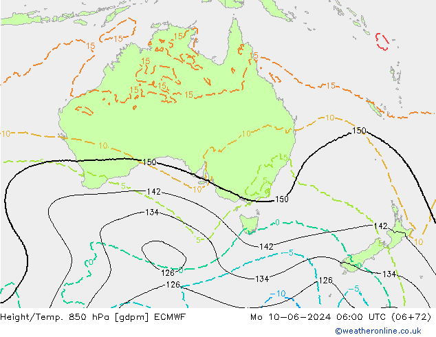 Height/Temp. 850 hPa ECMWF Po 10.06.2024 06 UTC