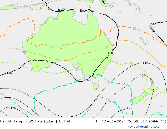 Height/Temp. 850 hPa ECMWF gio 13.06.2024 06 UTC