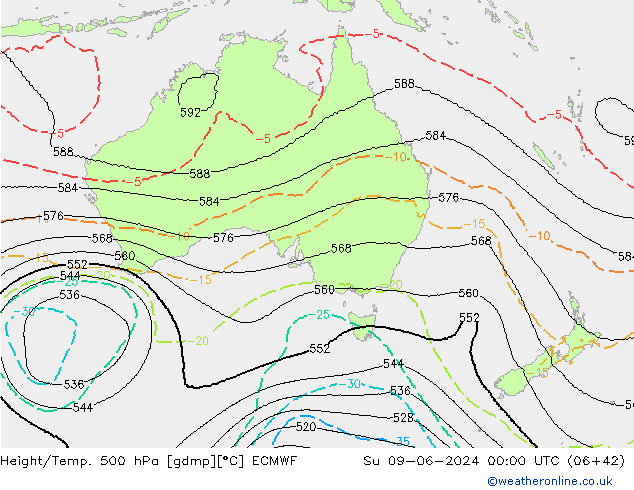 Height/Temp. 500 hPa ECMWF dom 09.06.2024 00 UTC