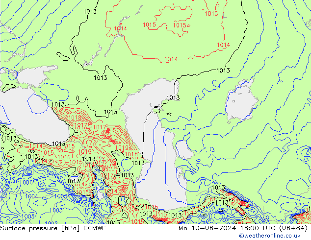 Luchtdruk (Grond) ECMWF ma 10.06.2024 18 UTC