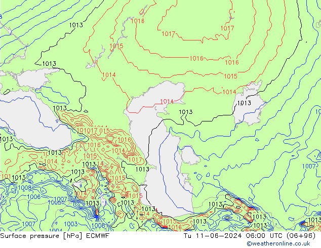 pressão do solo ECMWF Ter 11.06.2024 06 UTC