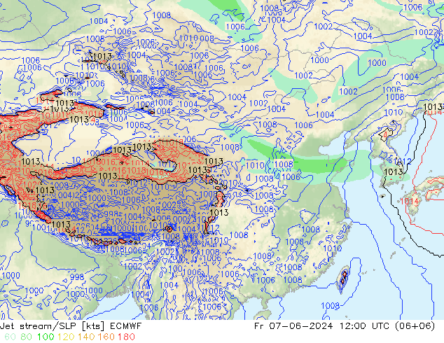 Jet stream/SLP ECMWF Fr 07.06.2024 12 UTC