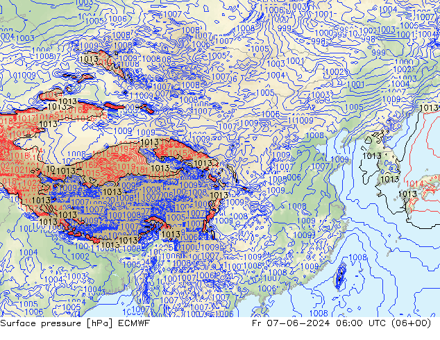 pressão do solo ECMWF Sex 07.06.2024 06 UTC