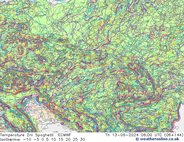 Temperatuurkaart Spaghetti ECMWF do 13.06.2024 06 UTC