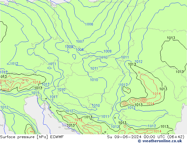 Surface pressure ECMWF Su 09.06.2024 00 UTC