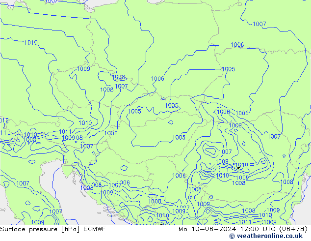 Bodendruck ECMWF Mo 10.06.2024 12 UTC