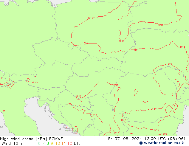 High wind areas ECMWF vie 07.06.2024 12 UTC