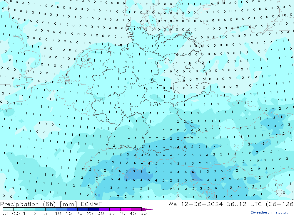 Précipitation (6h) ECMWF mer 12.06.2024 12 UTC