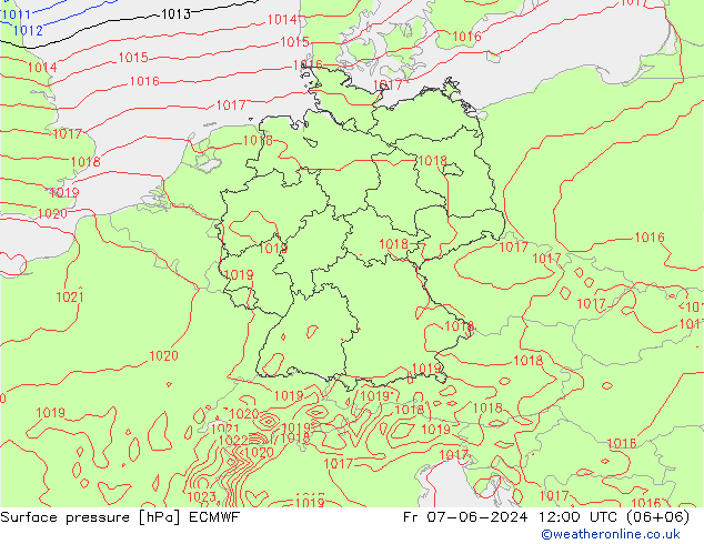 Surface pressure ECMWF Fr 07.06.2024 12 UTC