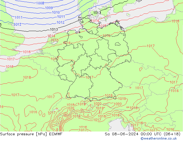 ciśnienie ECMWF so. 08.06.2024 00 UTC