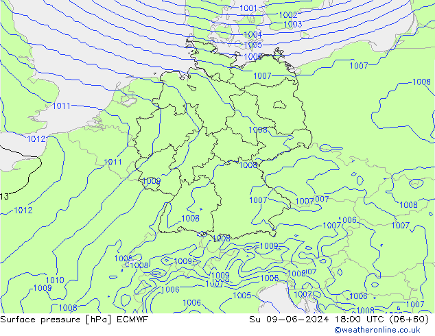 Surface pressure ECMWF Su 09.06.2024 18 UTC