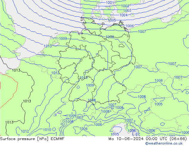 Surface pressure ECMWF Mo 10.06.2024 00 UTC