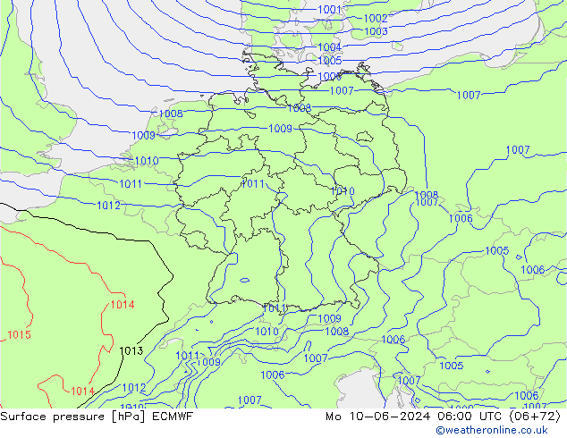 Bodendruck ECMWF Mo 10.06.2024 06 UTC