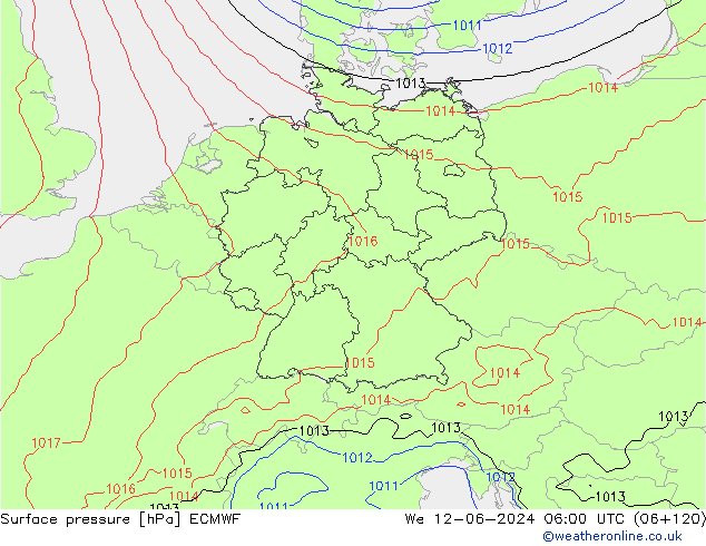 Yer basıncı ECMWF Çar 12.06.2024 06 UTC