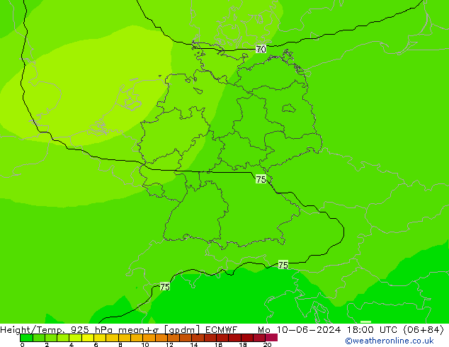 Height/Temp. 925 hPa ECMWF Mo 10.06.2024 18 UTC