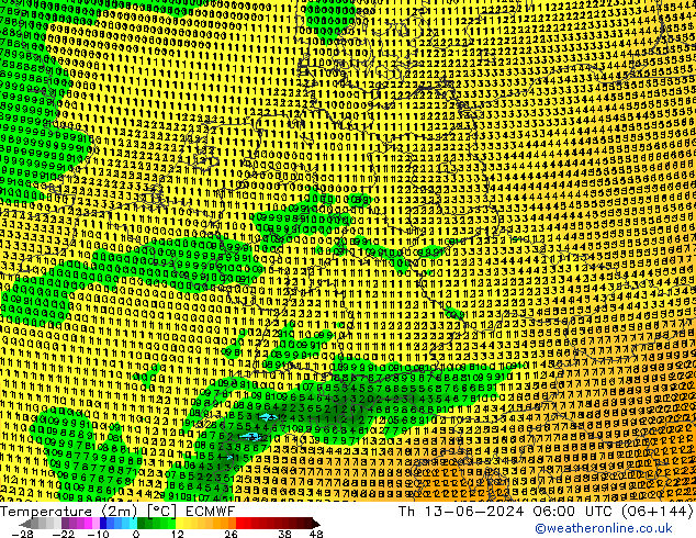карта температуры ECMWF чт 13.06.2024 06 UTC