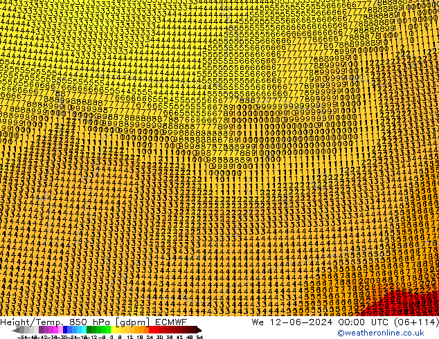 Height/Temp. 850 hPa ECMWF St 12.06.2024 00 UTC