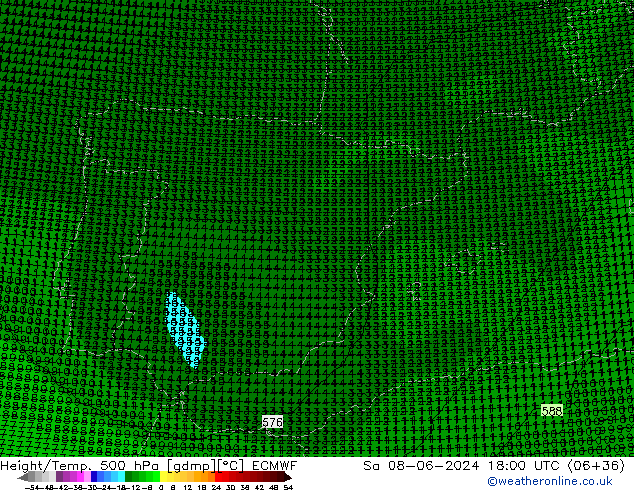 Geop./Temp. 500 hPa ECMWF sáb 08.06.2024 18 UTC