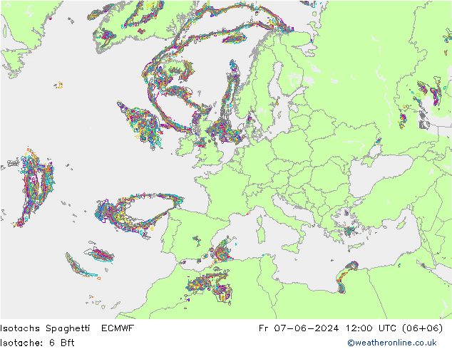 Eşrüzgar Hızları Spaghetti ECMWF Cu 07.06.2024 12 UTC