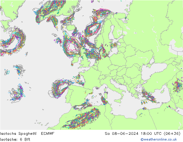 Eşrüzgar Hızları Spaghetti ECMWF Cts 08.06.2024 18 UTC