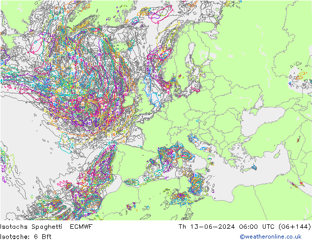 Isotachen Spaghetti ECMWF do 13.06.2024 06 UTC