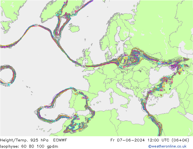 Height/Temp. 925 hPa ECMWF pt. 07.06.2024 12 UTC