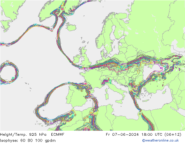 Height/Temp. 925 hPa ECMWF Fr 07.06.2024 18 UTC