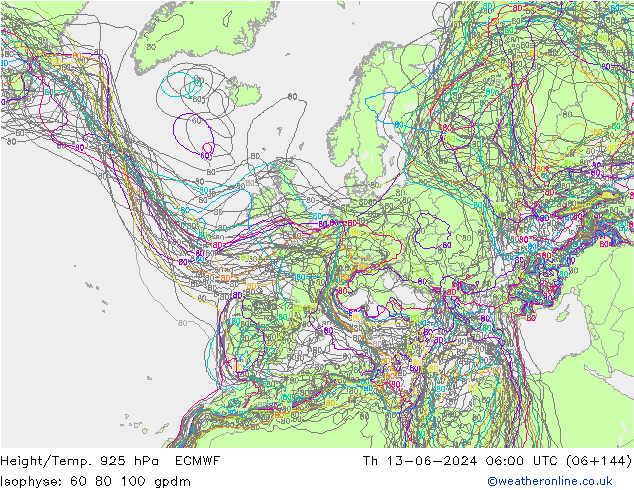 Height/Temp. 925 hPa ECMWF Th 13.06.2024 06 UTC