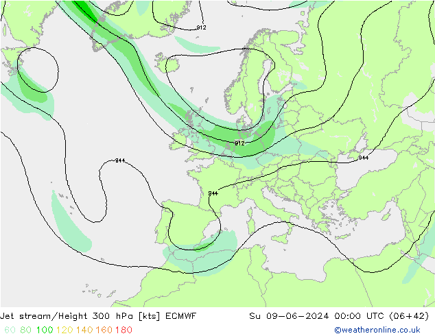 Jet stream/Height 300 hPa ECMWF Ne 09.06.2024 00 UTC