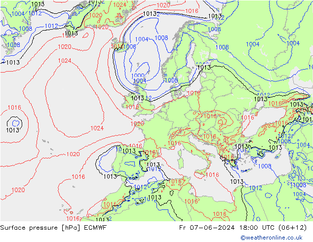 pression de l'air ECMWF ven 07.06.2024 18 UTC