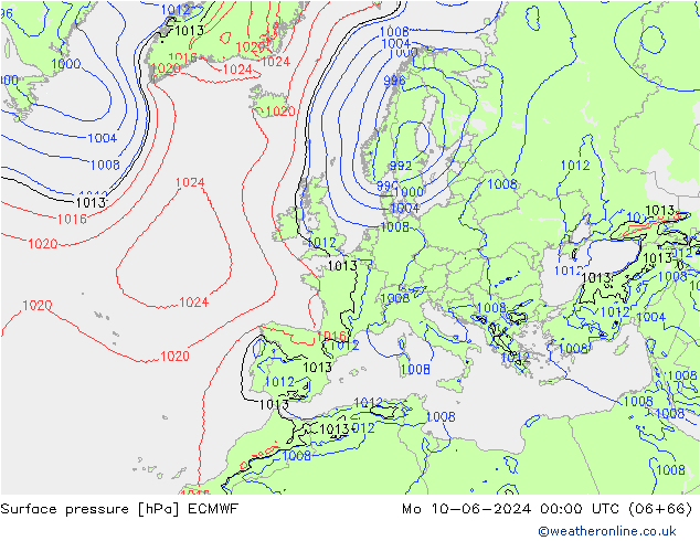 Yer basıncı ECMWF Pzt 10.06.2024 00 UTC