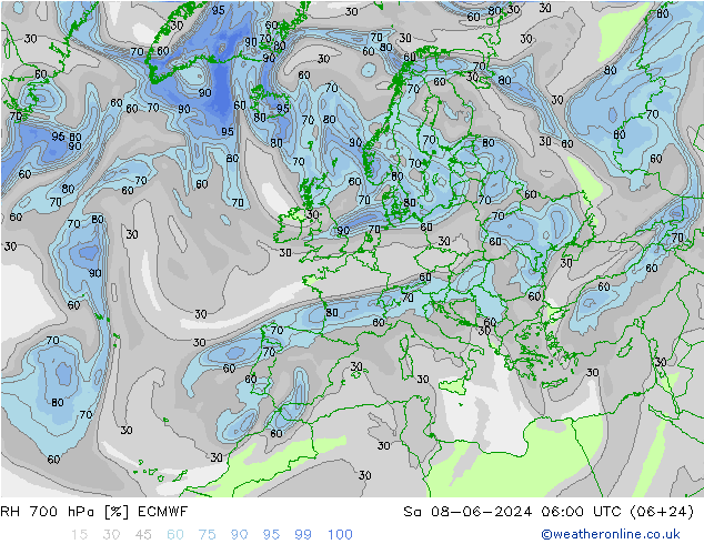 RH 700 hPa ECMWF  08.06.2024 06 UTC