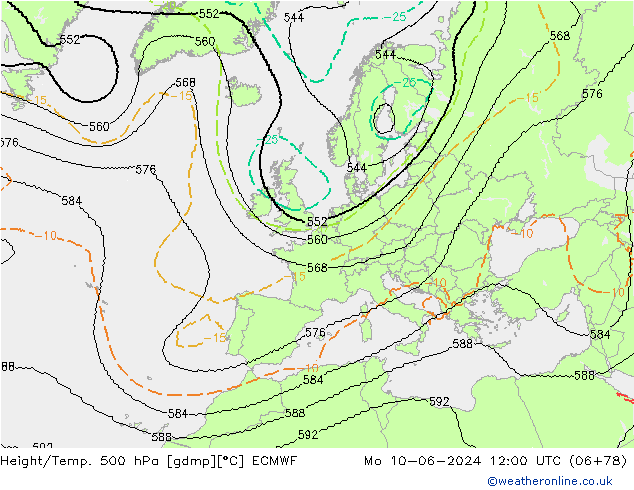 Height/Temp. 500 hPa ECMWF  10.06.2024 12 UTC