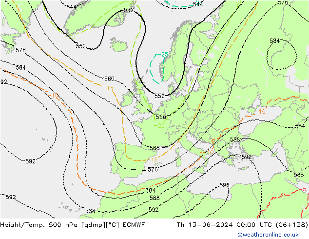 Géop./Temp. 500 hPa ECMWF jeu 13.06.2024 00 UTC