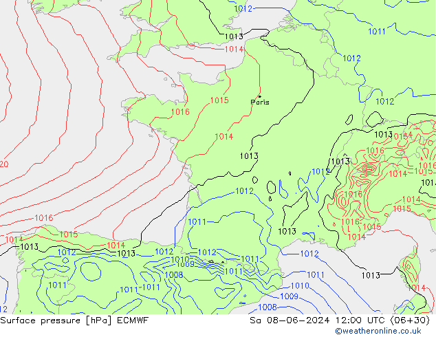 Luchtdruk (Grond) ECMWF za 08.06.2024 12 UTC