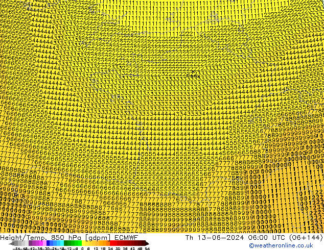 Height/Temp. 850 hPa ECMWF Qui 13.06.2024 06 UTC