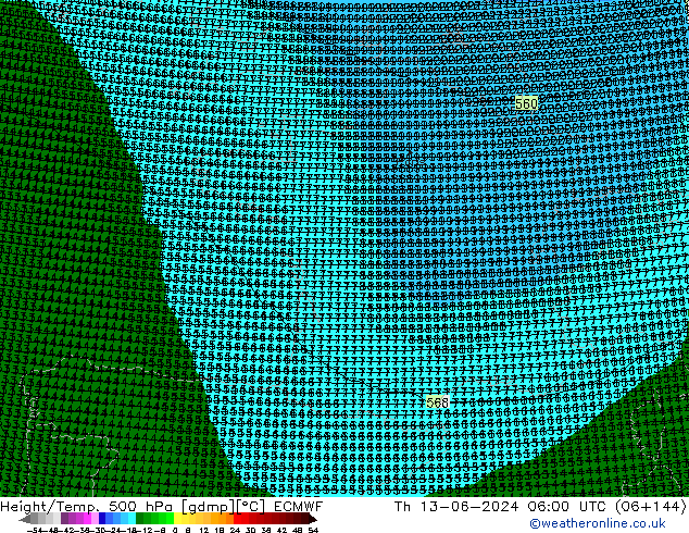 Height/Temp. 500 hPa ECMWF  13.06.2024 06 UTC