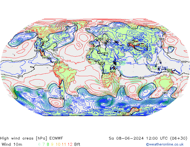 Windvelden ECMWF za 08.06.2024 12 UTC