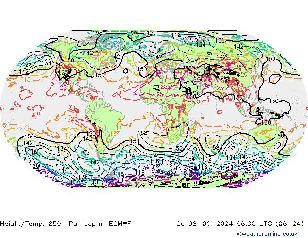 Géop./Temp. 850 hPa ECMWF sam 08.06.2024 06 UTC