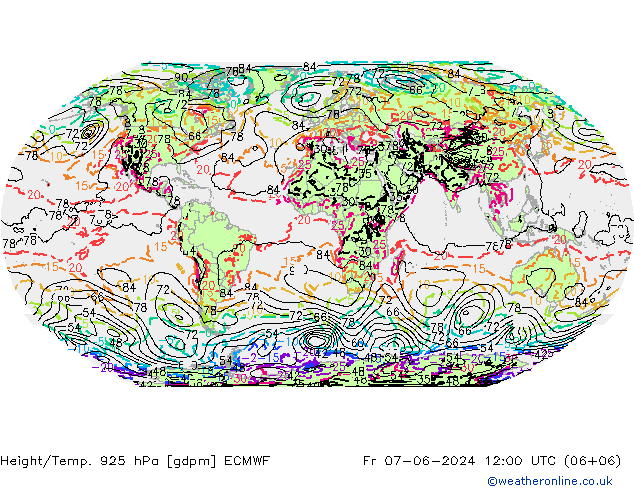 Height/Temp. 925 hPa ECMWF Fr 07.06.2024 12 UTC