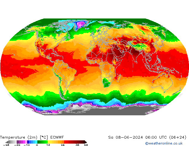 température (2m) ECMWF sam 08.06.2024 06 UTC