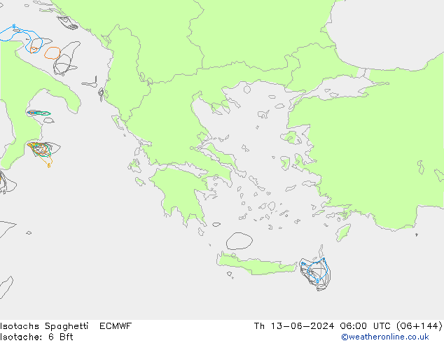 Isotachs Spaghetti ECMWF Th 13.06.2024 06 UTC