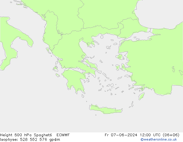 Height 500 hPa Spaghetti ECMWF ven 07.06.2024 12 UTC